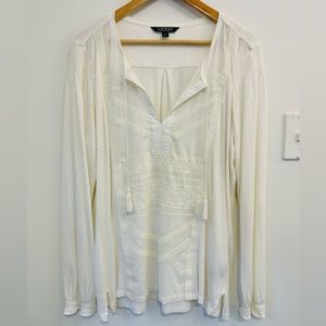 Ralph Lauren Ivory Peasant Top Size L